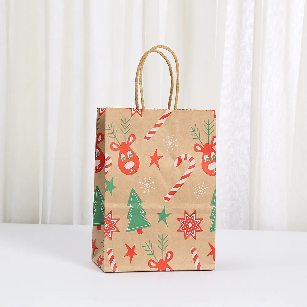 Christmas Holiday Gift Bags Convenient Handheld Shopping Packaging Bags Fashionable Kraft Paper Eco-Friendly Carry Bags display picture 7