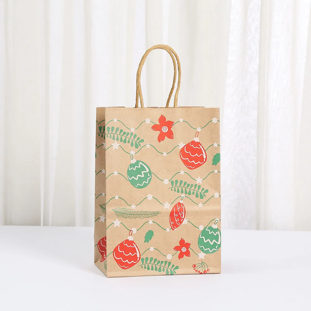 Christmas Holiday Gift Bags Convenient Handheld Shopping Packaging Bags Fashionable Kraft Paper Eco-Friendly Carry Bags display picture 9