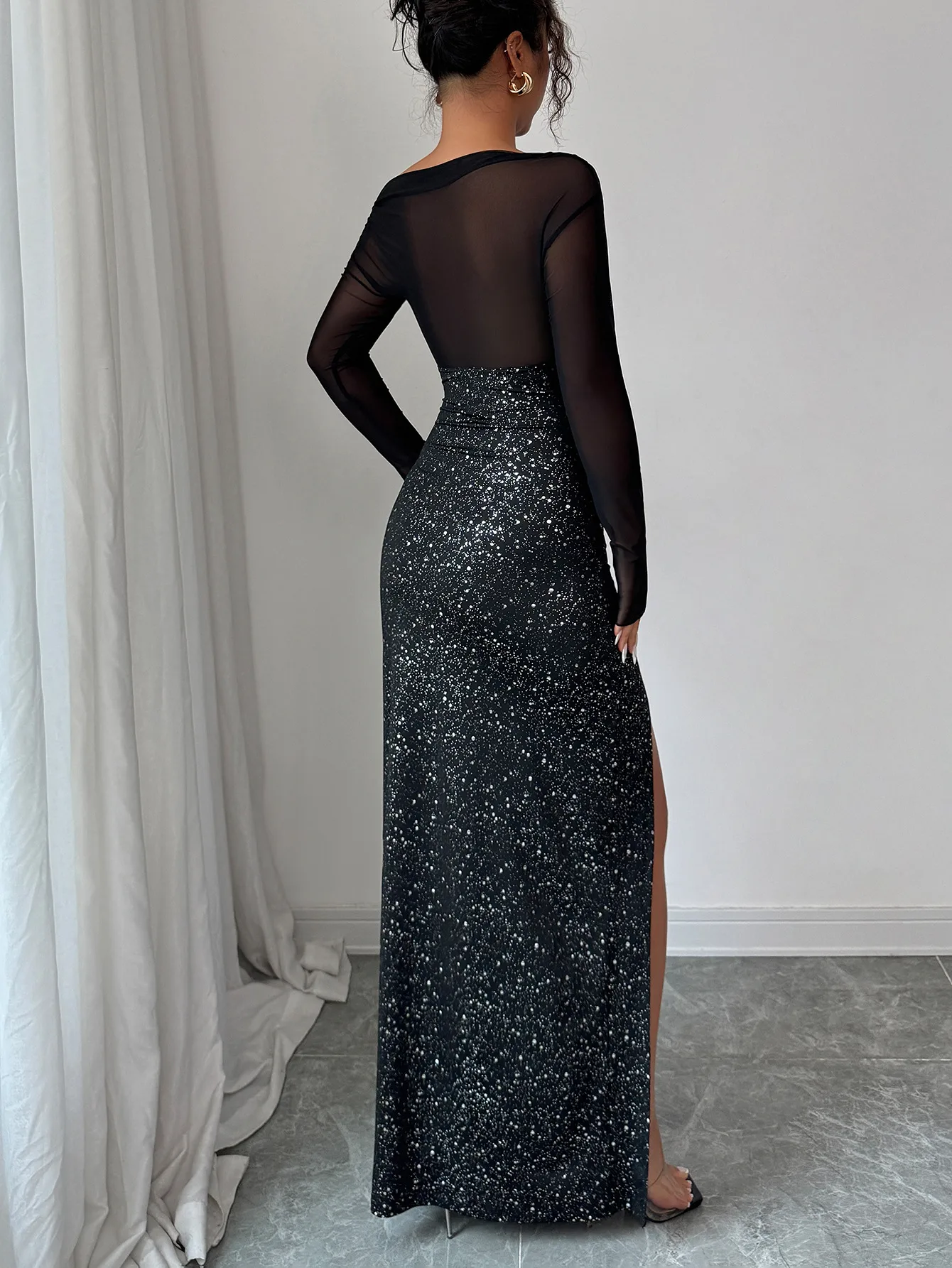 Elegant Long Sleeve Maxi Dress Women's Fashion Autumn Winter High Waist Bodycon Dress European Style Street Style Sequin Design display picture 6