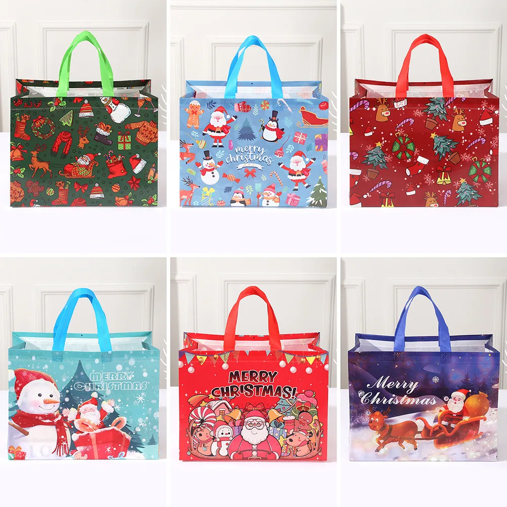 Party Gift Candy Gift Bag Non-Woven Fabric Hand-Held Printing Christmas Snowman Packaging Bag Fashionable Polyester Material display picture 1