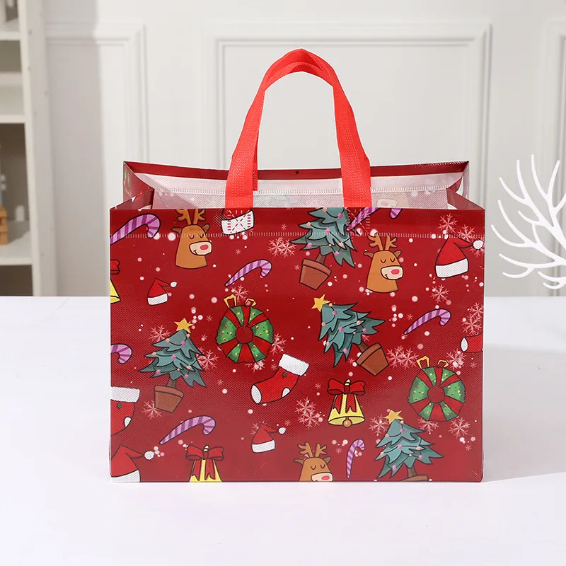 Party Gift Candy Gift Bag Non-Woven Fabric Hand-Held Printing Christmas Snowman Packaging Bag Fashionable Polyester Material display picture 4