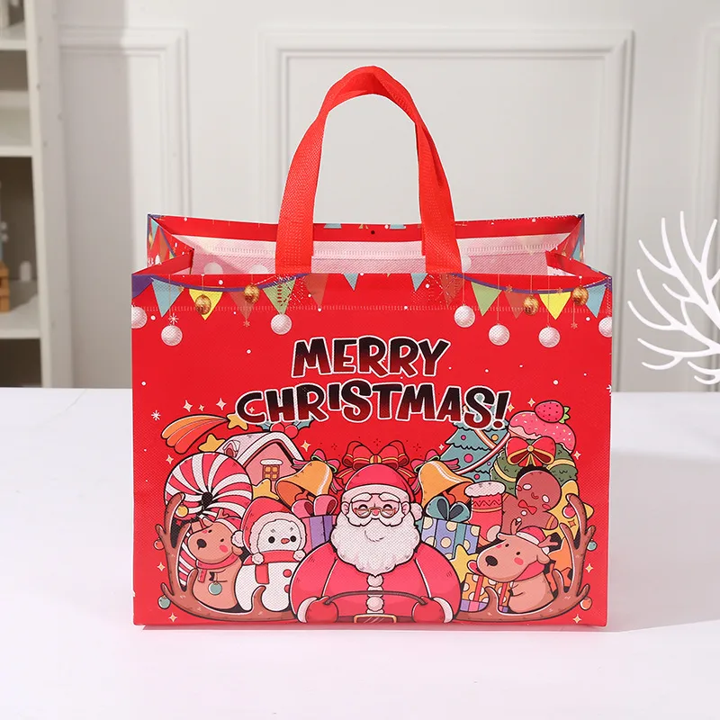 Party Gift Candy Gift Bag Non-Woven Fabric Hand-Held Printing Christmas Snowman Packaging Bag Fashionable Polyester Material display picture 6