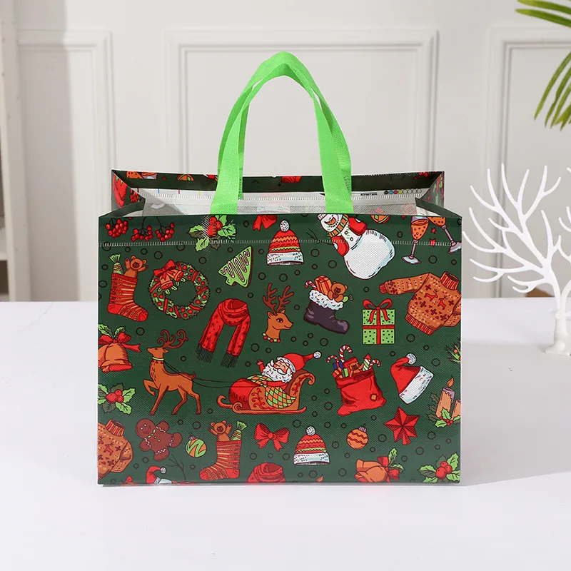 Party Gift Candy Gift Bag Non-Woven Fabric Hand-Held Printing Christmas Snowman Packaging Bag Fashionable Polyester Material display picture 2