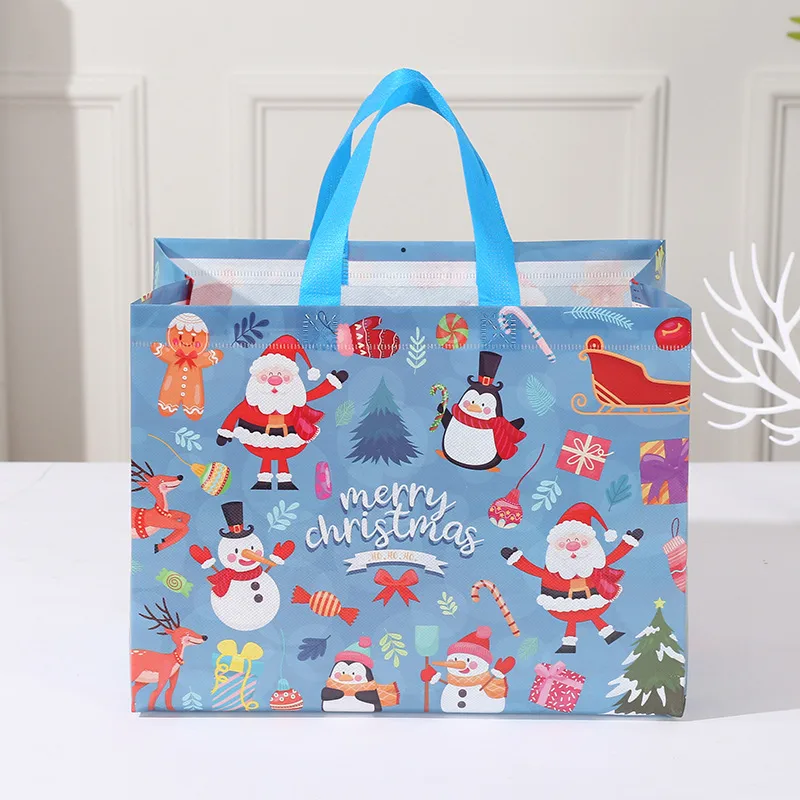 Party Gift Candy Gift Bag Non-Woven Fabric Hand-Held Printing Christmas Snowman Packaging Bag Fashionable Polyester Material display picture 3