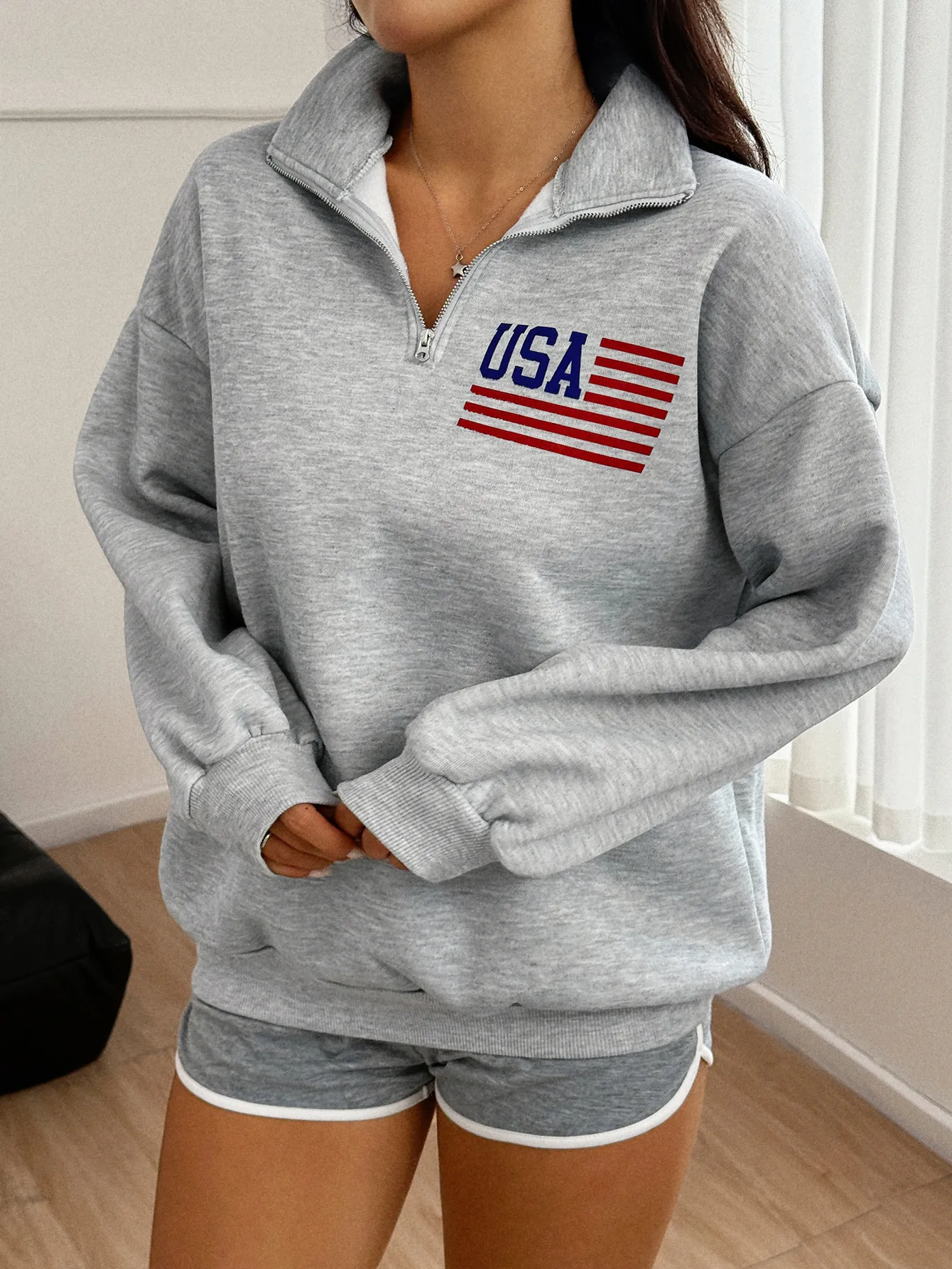 Women's High Collar Long Sleeve Sweatshirts Casual Sporty Style Autumn Winter Fashionable Streetwear Knitted Polyester Blend display picture 3