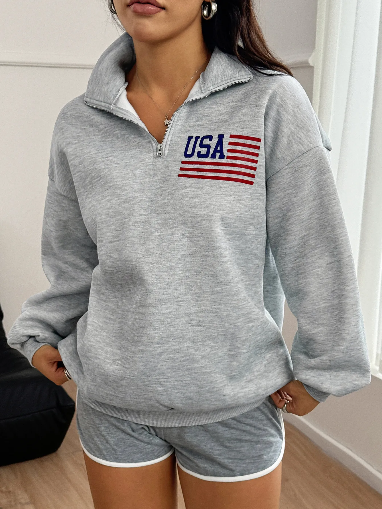 Women's High Collar Long Sleeve Sweatshirts Casual Sporty Style Autumn Winter Fashionable Streetwear Knitted Polyester Blend display picture 4