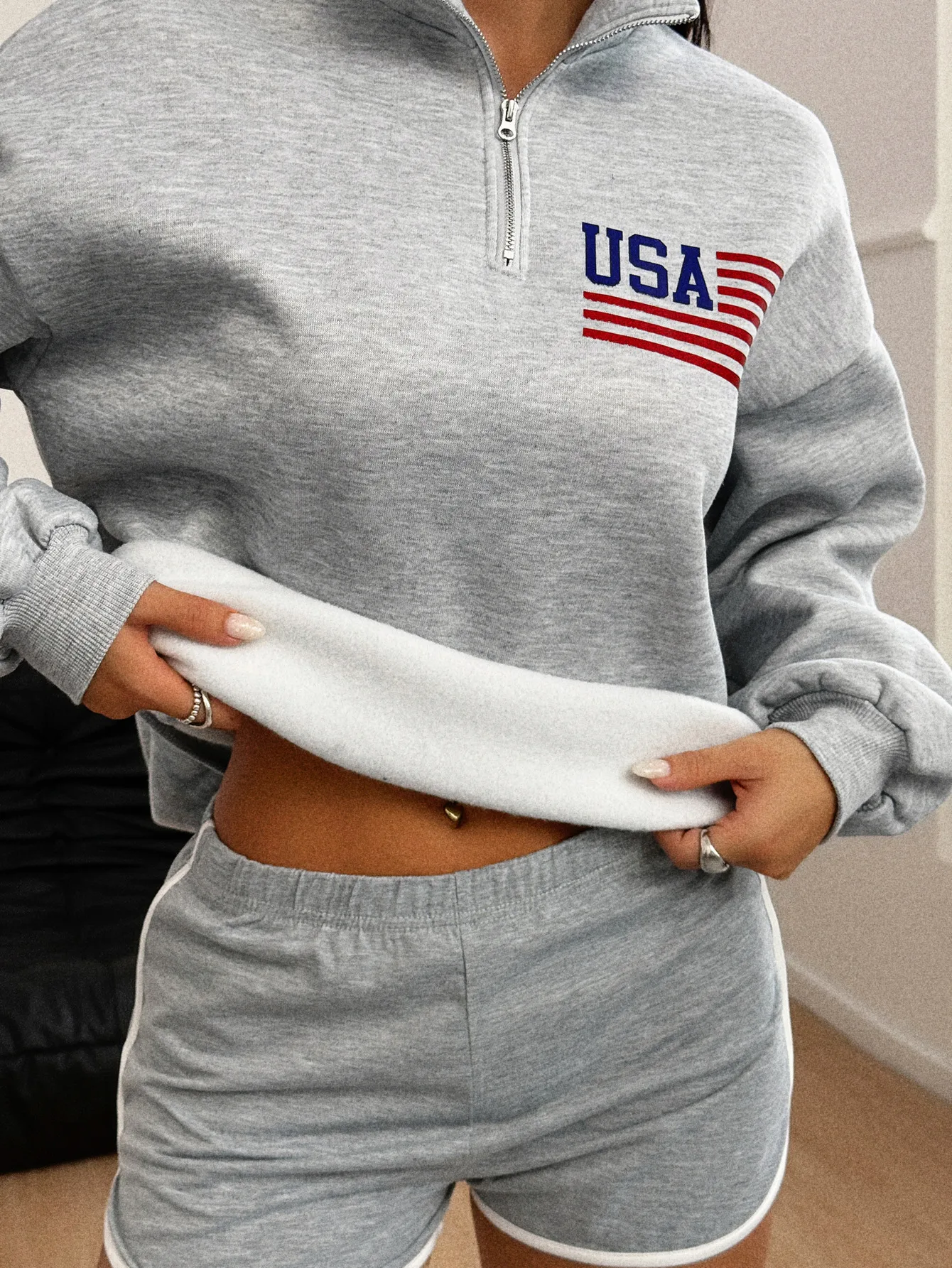 Women's High Collar Long Sleeve Sweatshirts Casual Sporty Style Autumn Winter Fashionable Streetwear Knitted Polyester Blend display picture 5