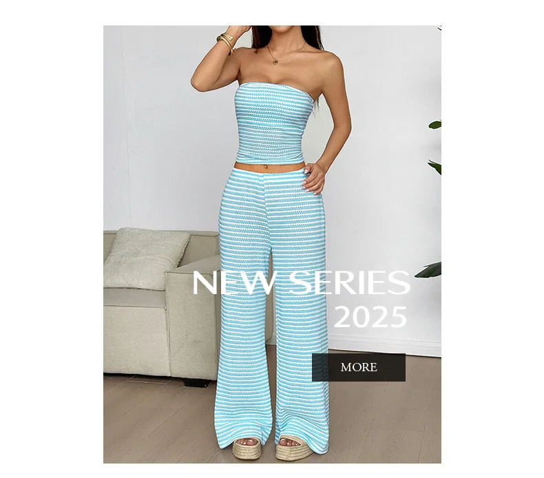 Sexy Y2K Trendy Girl Wide Leg Pants Set Women's Autumn Casual Outfit Striped/Plaid Pattern No Sleeve High Street Style display picture 1