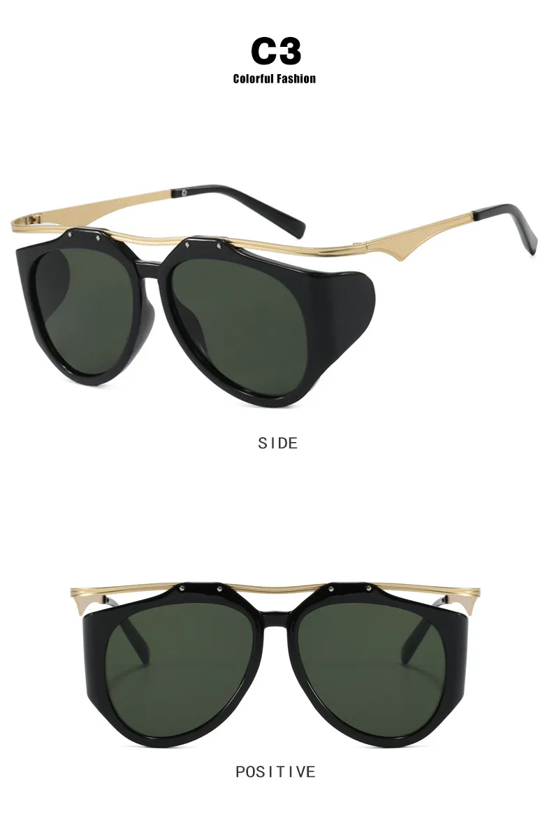 High-End Personality Street Style Sunglasses Women's Fashion Travel UV Protection Black Full Frame Glasses Hip Hop Streetwear display picture 11