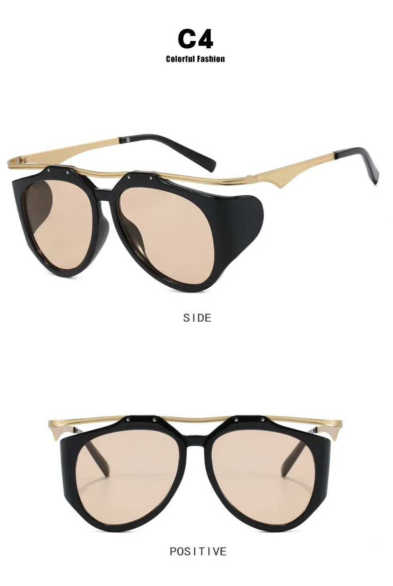 High-End Personality Street Style Sunglasses Women's Fashion Travel UV Protection Black Full Frame Glasses Hip Hop Streetwear display picture 12