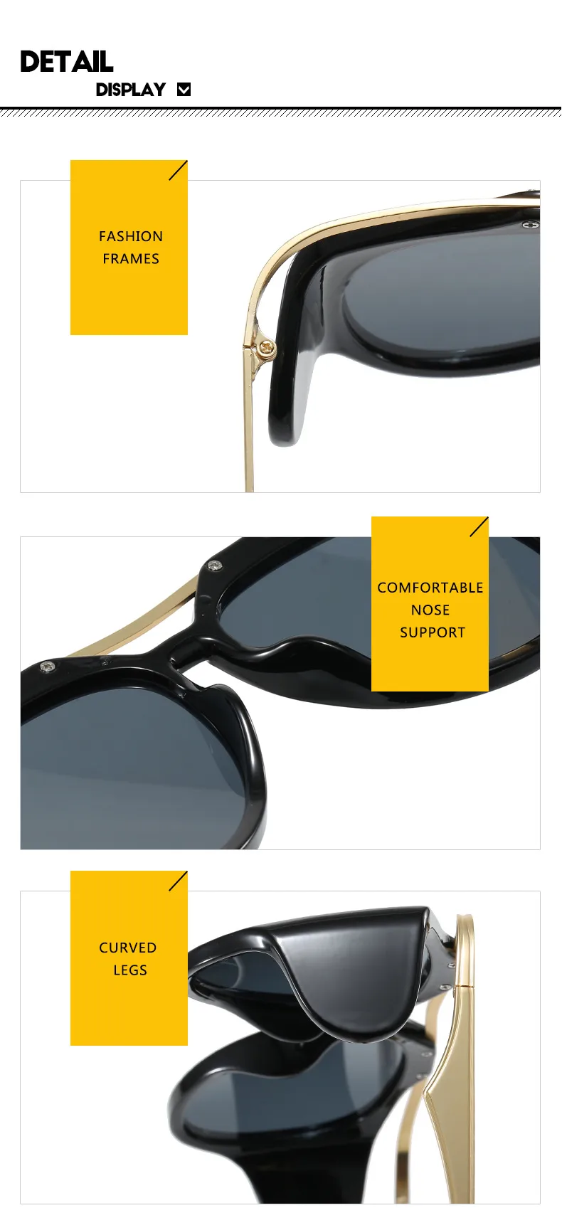 High-End Personality Street Style Sunglasses Women's Fashion Travel UV Protection Black Full Frame Glasses Hip Hop Streetwear display picture 16