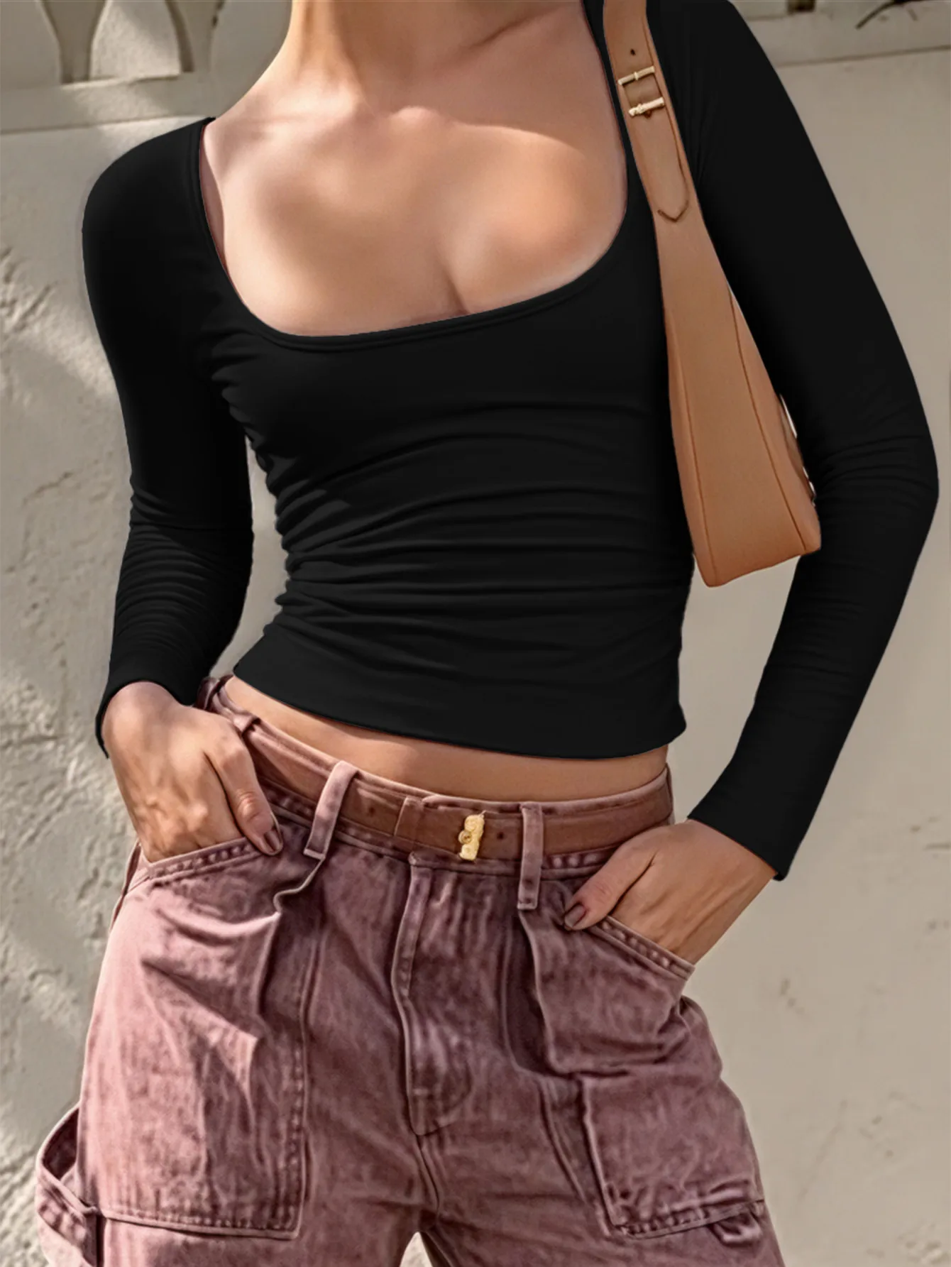 Diyun Y2K Spicy Girl Long Sleeve Women's Base Shirt T-shirt Autumn Winter Street Style High Street Fashion Slim Fit Short Length display picture 12