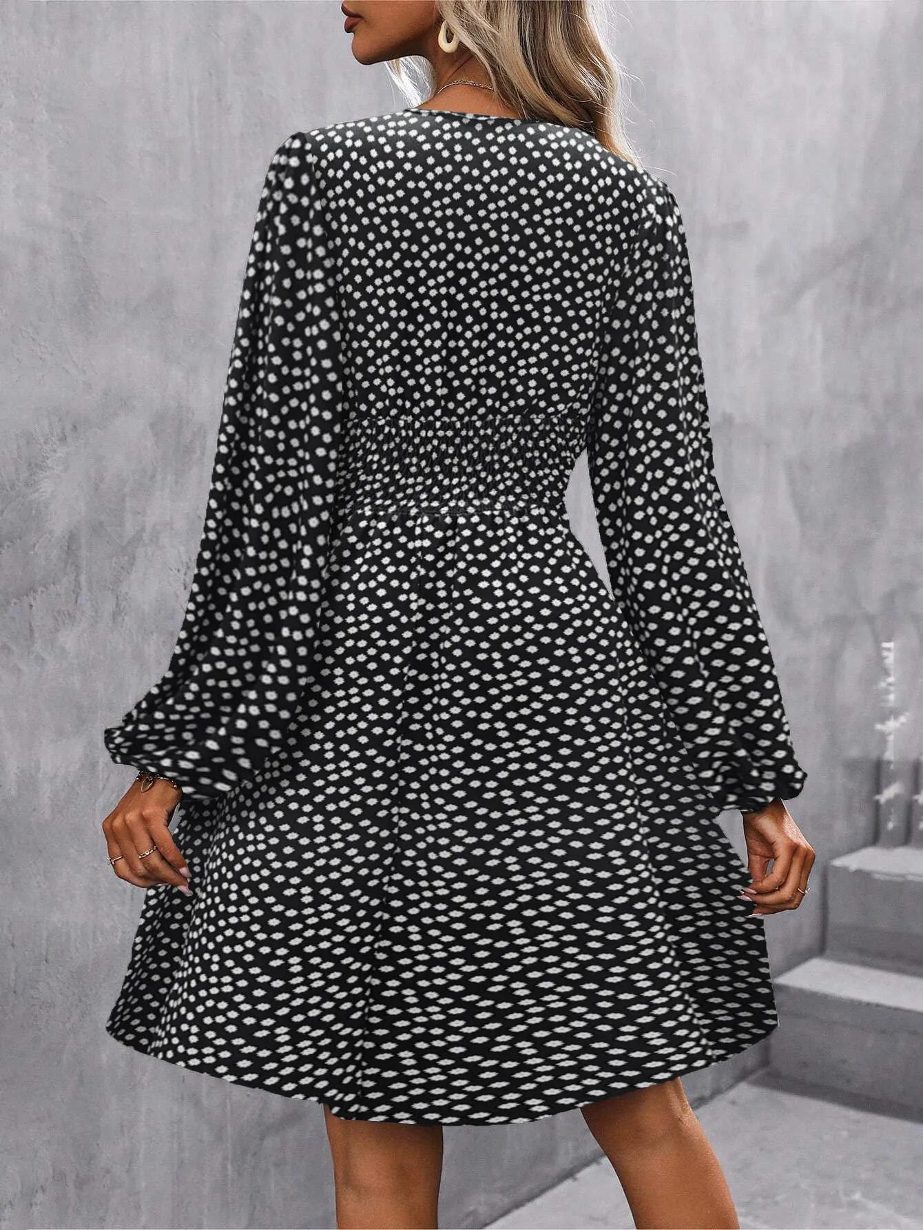 Elegant High Waist Lantern Sleeve Gown  Style Autumn Winter New Fashion Side Collar Pleated Waist Dress display picture 23