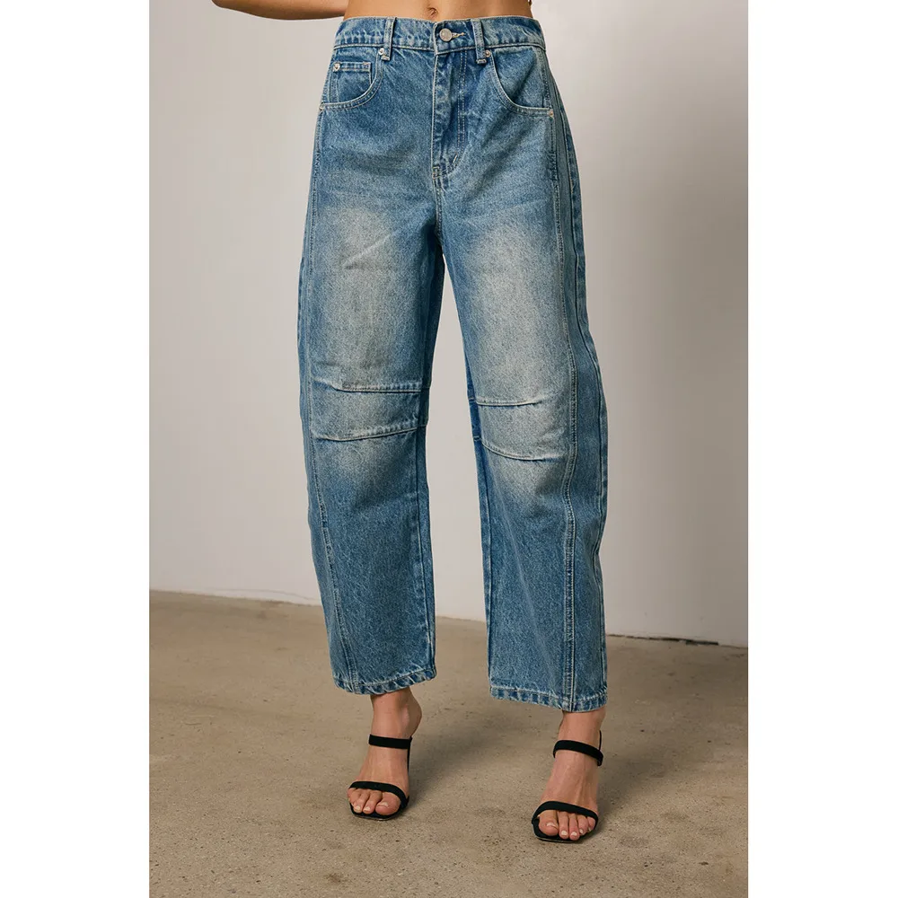 Fashionable Loose Wide Leg Denim Jeans  Style Washed Long Trousers Street Snap High Street Straight Tube display picture 1