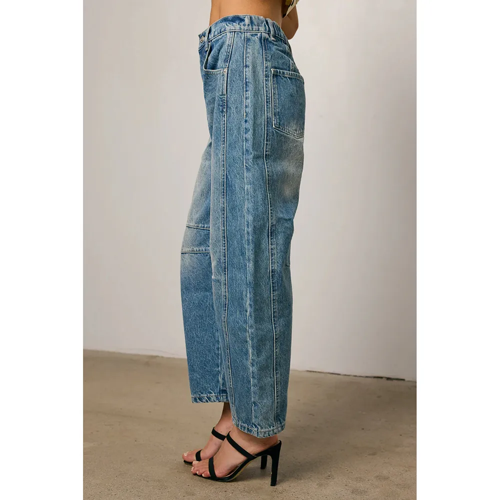 Fashionable Loose Wide Leg Denim Jeans  Style Washed Long Trousers Street Snap High Street Straight Tube display picture 2