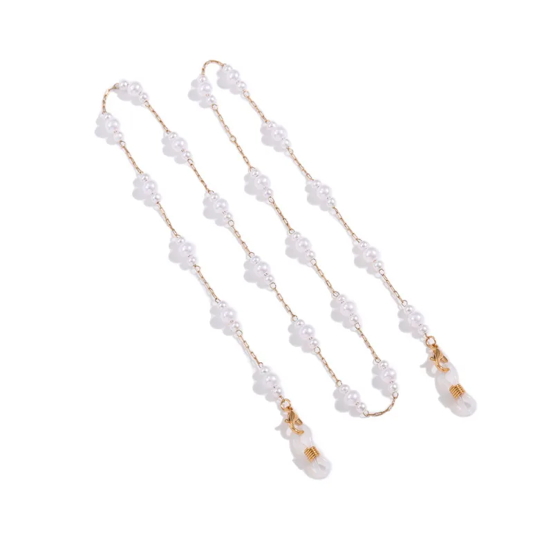 Elegant Ladies' Pearl Imitation Eyeglass Chain Anti-Slip Fashionable Minimalist Copper Material European Style Accessory display picture 9