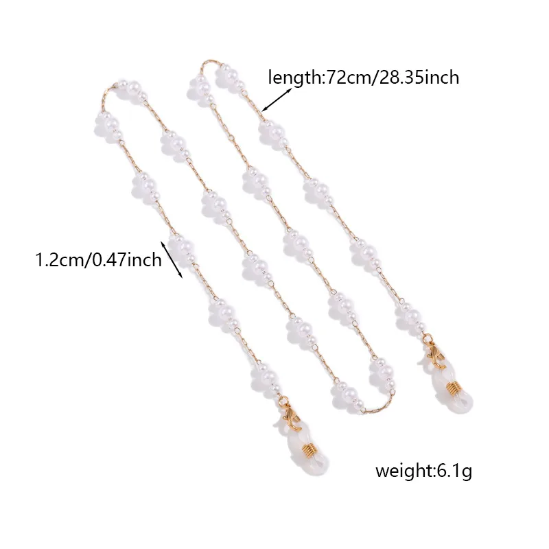 Elegant Ladies' Pearl Imitation Eyeglass Chain Anti-Slip Fashionable Minimalist Copper Material European Style Accessory display picture 1