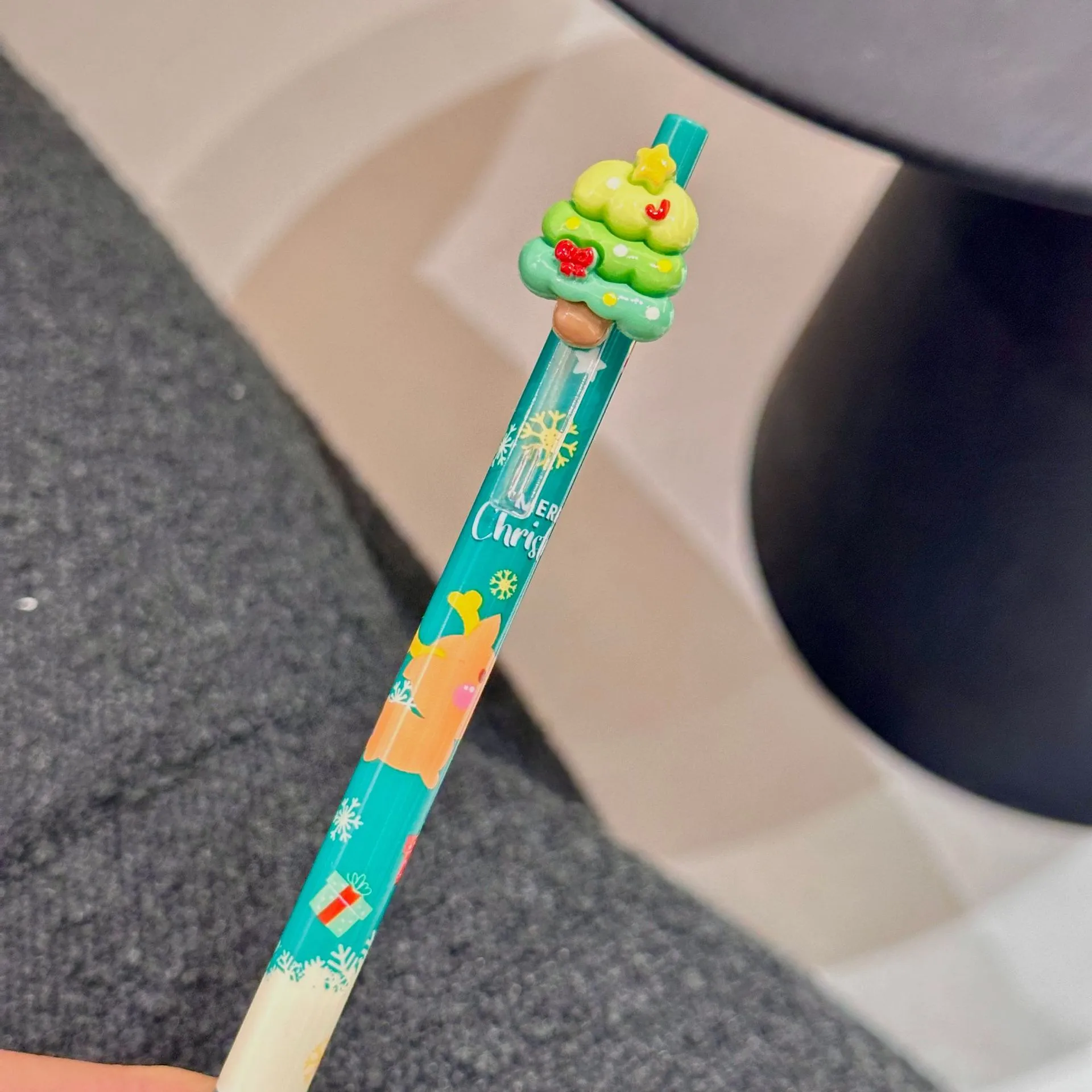 Cute Christmas Resin Ballpoint Pen Push Type Writing Stationery Student Gifts Learning Supplies Santa Claus Christmas Socks display picture 9
