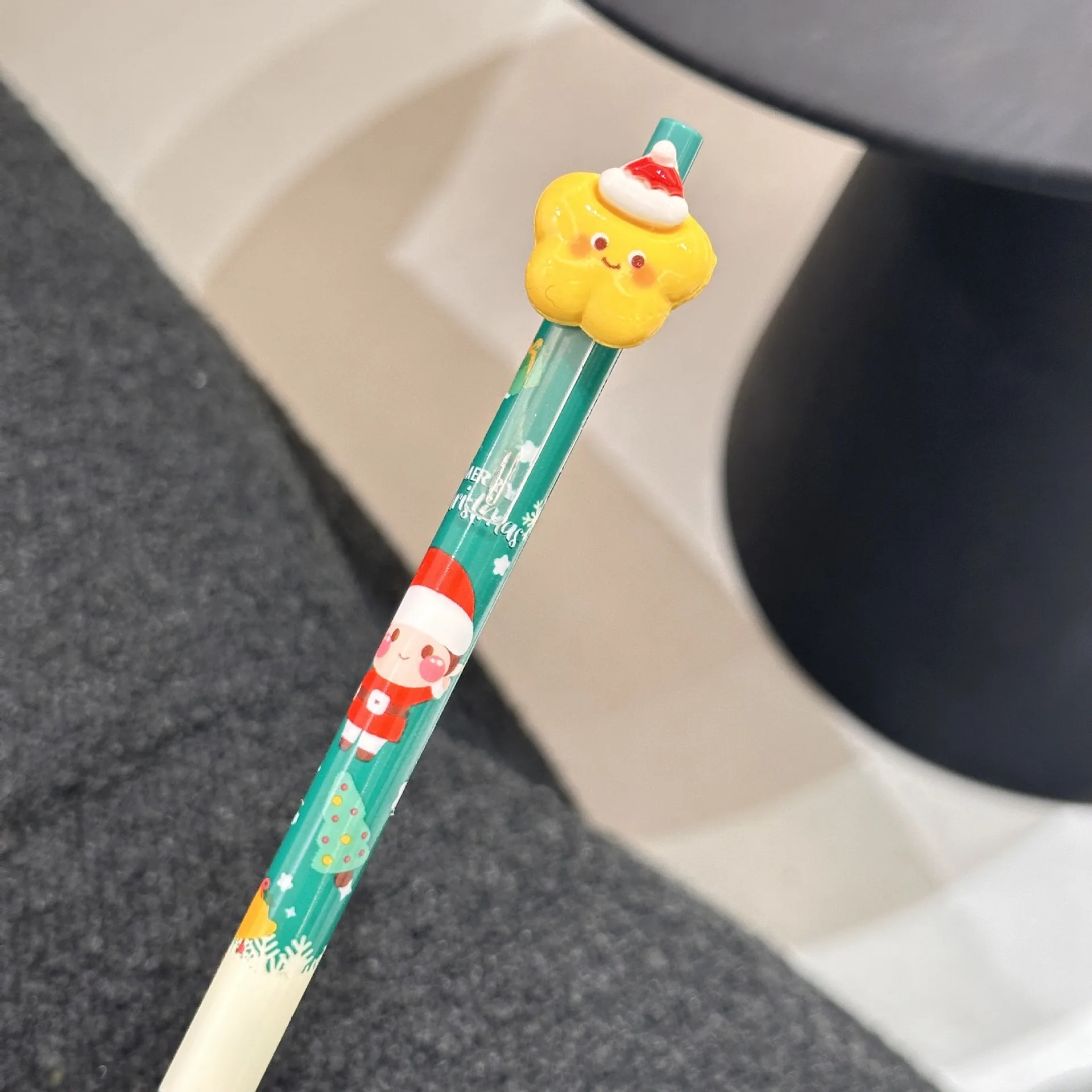 Cute Christmas Resin Ballpoint Pen Push Type Writing Stationery Student Gifts Learning Supplies Santa Claus Christmas Socks display picture 10