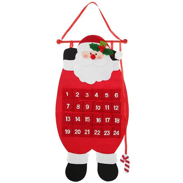 Cute Christmas Tree Felt Calendar Decoration Adorable Snowman Reindeer Animal Christmas Countdown Hanging Wall Art Decor display picture 5