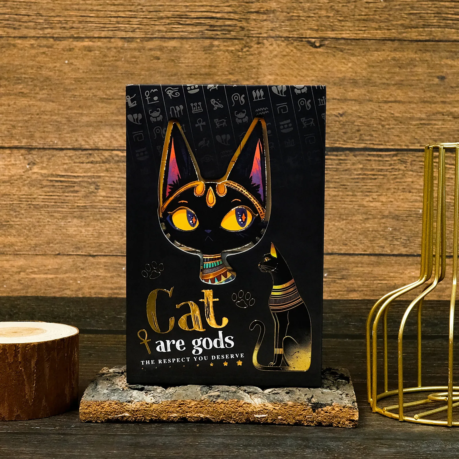 Cool Gold Egyptian Cat Series Portable Notebook Student Birthday Gift Scrapbooking Record Book Novelty Design 157g Copperplate Paper display picture 3