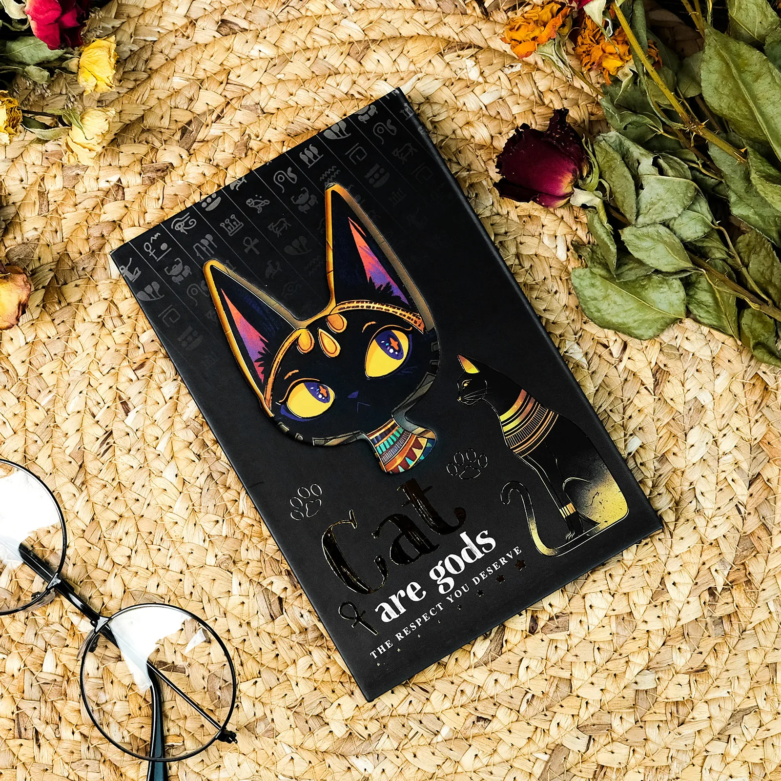 Cool Gold Egyptian Cat Series Portable Notebook Student Birthday Gift Scrapbooking Record Book Novelty Design 157g Copperplate Paper display picture 2