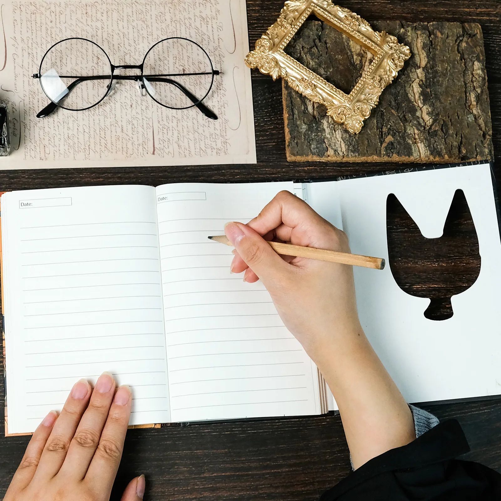 Cool Gold Egyptian Cat Series Portable Notebook Student Birthday Gift Scrapbooking Record Book Novelty Design 157g Copperplate Paper display picture 7