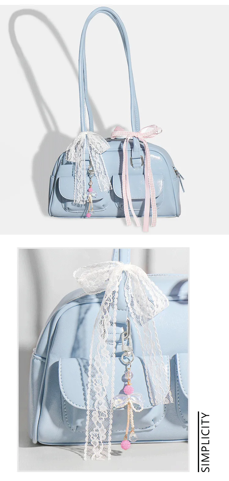 Handmade DIY Lace Butterfly Knot Bag Charm Set Fashionable Simple Versatile Artificial Pearl Decorations Polyester Fiber display picture 1