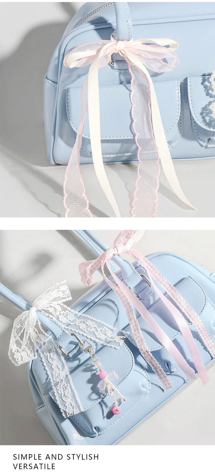 Handmade DIY Lace Butterfly Knot Bag Charm Set Fashionable Simple Versatile Artificial Pearl Decorations Polyester Fiber display picture 2