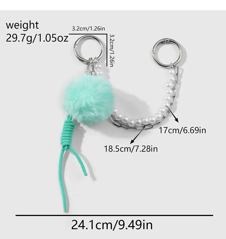Dark Style Simple Personality Ball Chain Heart Imitation Pearl Lanyard DIY Bag Pendant Keychain Fashionable Zinc Alloy Heart Pattern display picture 4