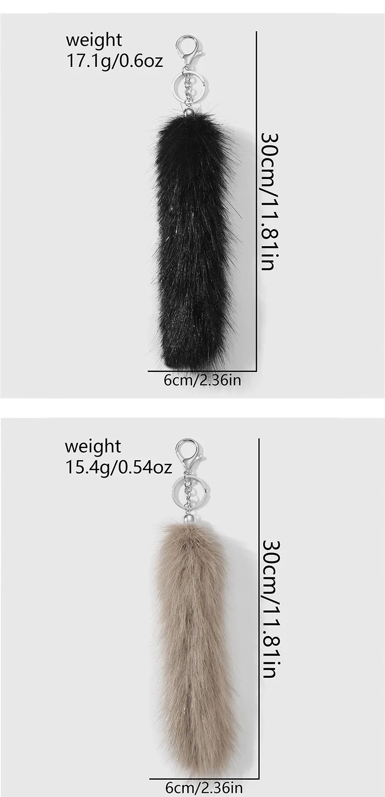 New Ins Stylish Multicolor Realistic Plush Animal Tail Keychain DIY Fashionable Personalized High Quality Zinc Alloy Pendant display picture 4