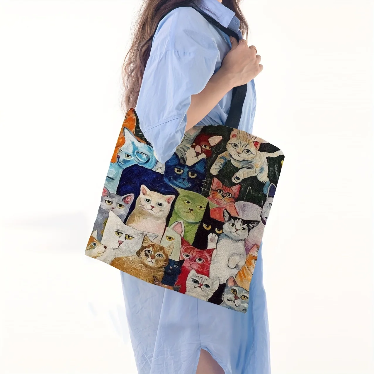 A Group Of Cats Printed Women's Bag Single-Shoulder Bag Tote Bag Handbag Reusable Shopping display picture 2