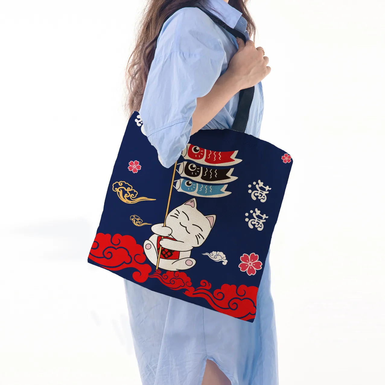 Rainbow Pattern Printed Ladies Shoulder Tote Bag Reusable Shopping Handbag Polyester Medium Size Fashionable Women Bags display picture 2