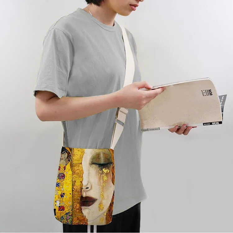 Classic Canvas Shoulder Bag Mini Casual Women's Crossbody Bag Small Diagonal Bag Printed Oil Painting Tote Bag For Hiking display picture 1
