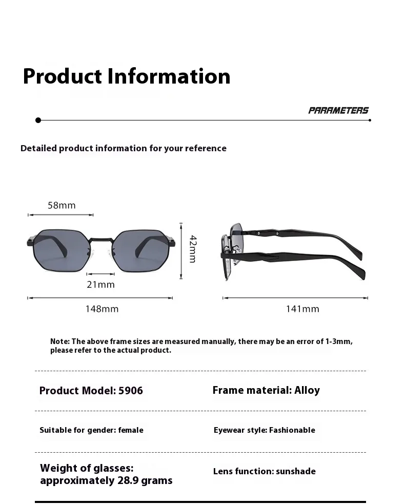 New Fashionable Retro Multilateral Metal Frame Adult Sunglasses Unisex Sun Protection Shades Business Simple Style Gold Black display picture 1