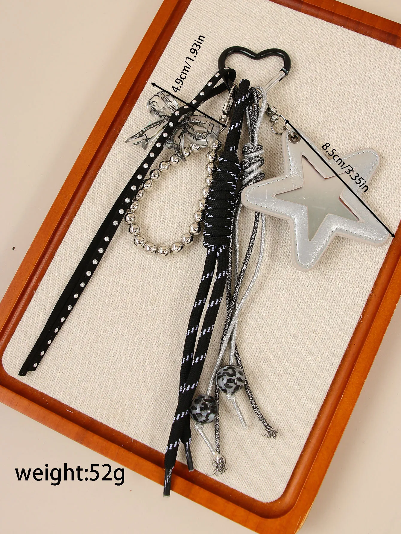 New Sweet Cool Crack Star Compact Mirror Luxury Handbag Butterfly Knot Beaded Pendant Decorative Accessories European Style display picture 1