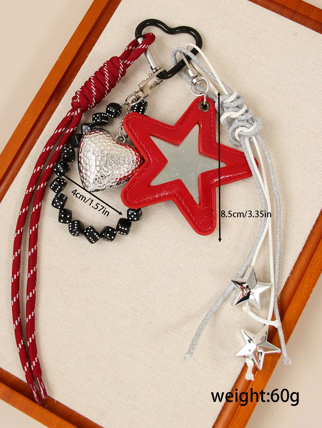 New Sweet Cool Crack Star Compact Mirror Luxury Handbag Butterfly Knot Beaded Pendant Decorative Accessories European Style display picture 2