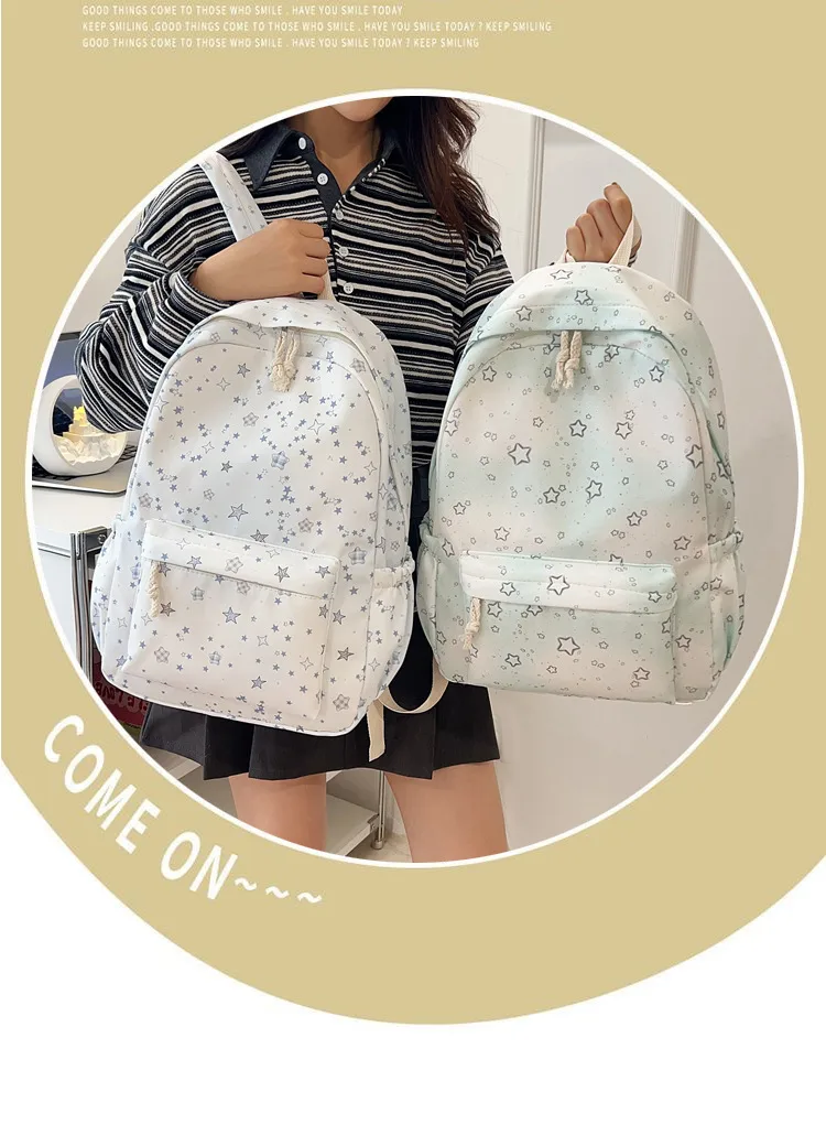 Casual New Style Star Backpack Women's Double Shoulder Bag Fresh Artistic Middle School Elementary School Student Bag display picture 5