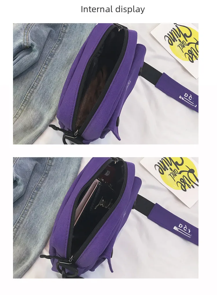 New Style Canvas Student Bag Women's Crossbody Shoulder Bag Simple Quality Fresh Sweet Fashion Small Bags Leisure Travel display picture 18