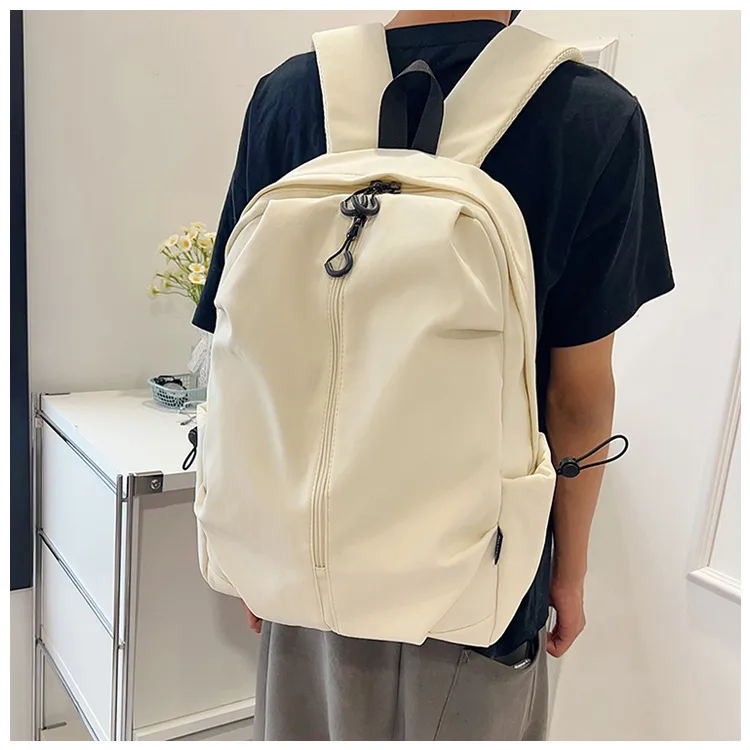 Unisex Pure Color Simple Nylon Double Shoulder Backpack Casual Fashion Lightweight Forest System School Bag Leisure Outdoor Travel Bag display picture 8