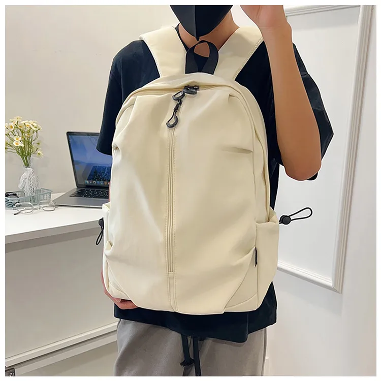 Unisex Pure Color Simple Nylon Double Shoulder Backpack Casual Fashion Lightweight Forest System School Bag Leisure Outdoor Travel Bag display picture 9
