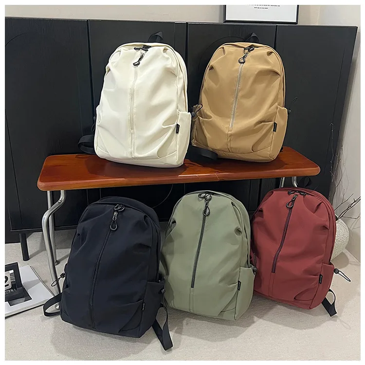 Unisex Pure Color Simple Nylon Double Shoulder Backpack Casual Fashion Lightweight Forest System School Bag Leisure Outdoor Travel Bag display picture 10