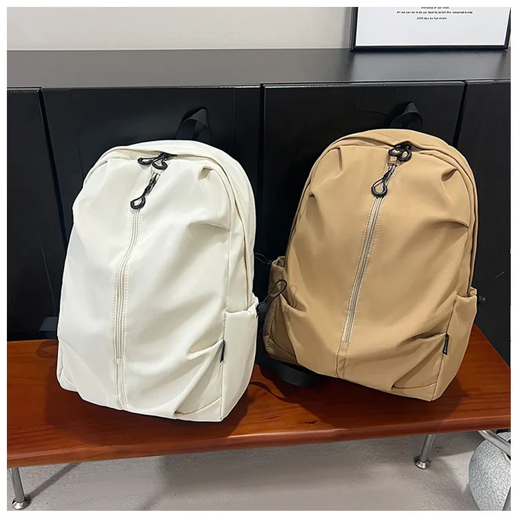 Unisex Pure Color Simple Nylon Double Shoulder Backpack Casual Fashion Lightweight Forest System School Bag Leisure Outdoor Travel Bag display picture 11