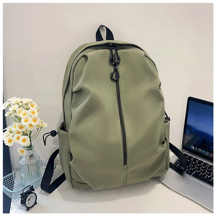 Unisex Pure Color Simple Nylon Double Shoulder Backpack Casual Fashion Lightweight Forest System School Bag Leisure Outdoor Travel Bag display picture 13