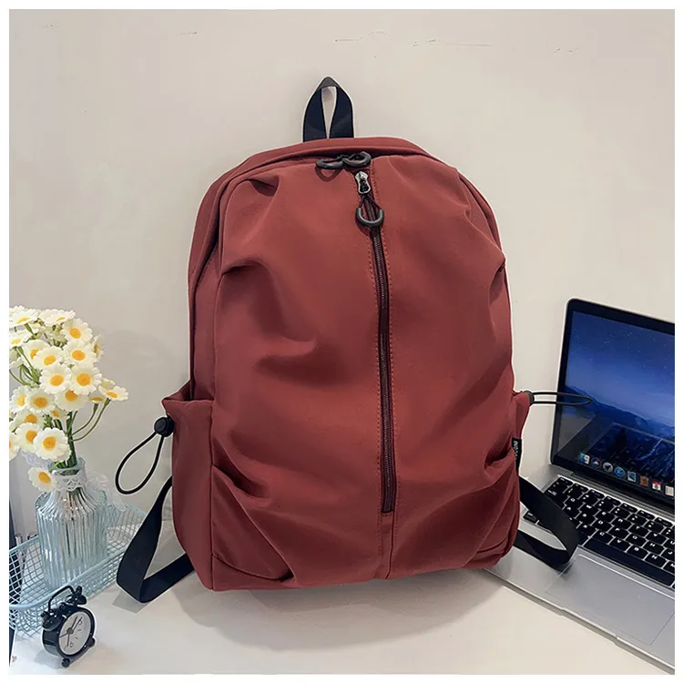 Unisex Pure Color Simple Nylon Double Shoulder Backpack Casual Fashion Lightweight Forest System School Bag Leisure Outdoor Travel Bag display picture 14