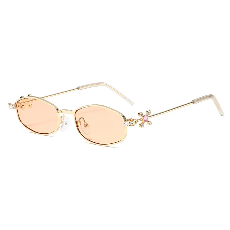 Fashionable Diamond Alloy Arm Sunglasses Women's Luxury Jewelry OnRing Eyewear Oval Frame Full Frame Hexagonal And Circular Design display picture 5