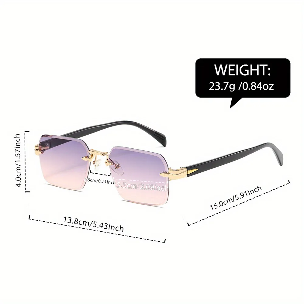 Unisex Metal Frameless Sunglasses Outdoor Simple Style High Quality Sun Protection Grey And Gold Color Business Basic Minimalist Design display picture 1