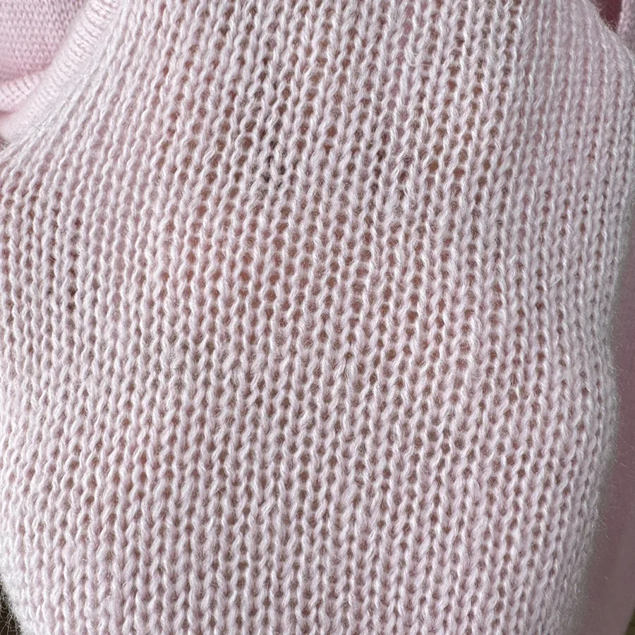 Women's Soft Knitted Hollow Out Vest Long Dress + Long Sleeve Open Cardigan Set Casual Style Round Neckline Ice Cream Color display picture 31