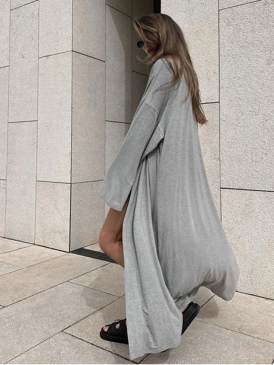 Fashionable Long Open Cardigan Short Skirt Set Women's Strap Vest Three-piece Casual Streetwear Loose Fit Modal Fabric display picture 2