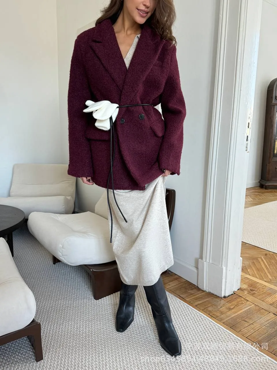 Elegant Long Sweater Dress European Style Casual Fashion Autumn Winter Women's Plus Size Scissors Collar Versatile Casual Wear display picture 12